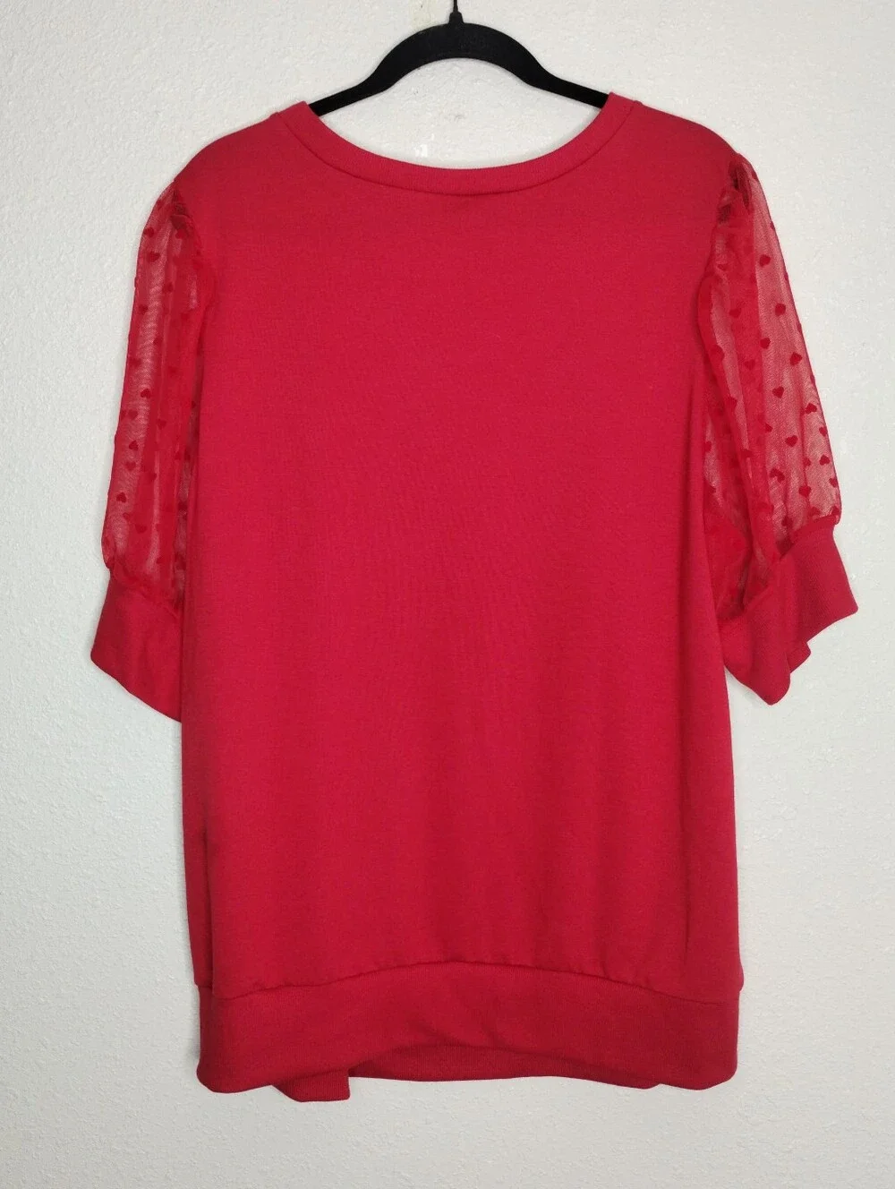 Torrid Flocked Heart & Mesh Short Sleeve Sweatshirt Plus Size 2X